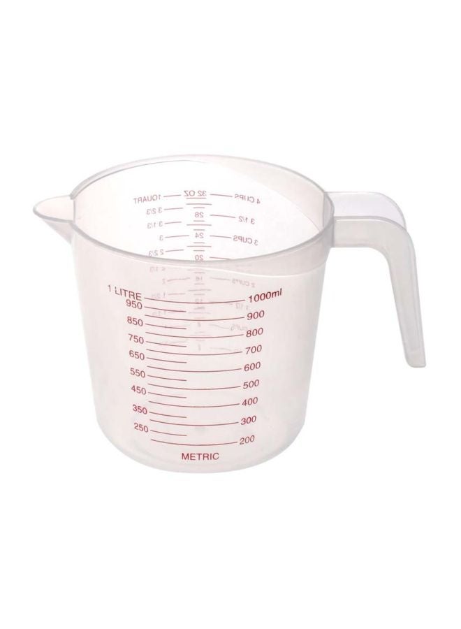 طقم أكواب قياس بلاستيكية مكون من 3 قطع شفاف/ أحمر Small Cup 250, Medium Cup 500, Large Cup 1000ملليلتر - Image 2